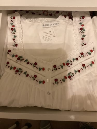 Customer photo review of The "Noelle" Iconic White Embroidered Rosevine Cotton Lawn Nightgown