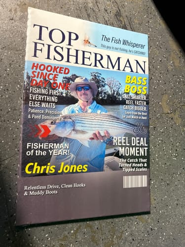 Customer photo review of Personalized "Top Fisherman" Magazine Cover Poster With Photo & Name Angler Funny Fisherman Gift For Fishing Lover