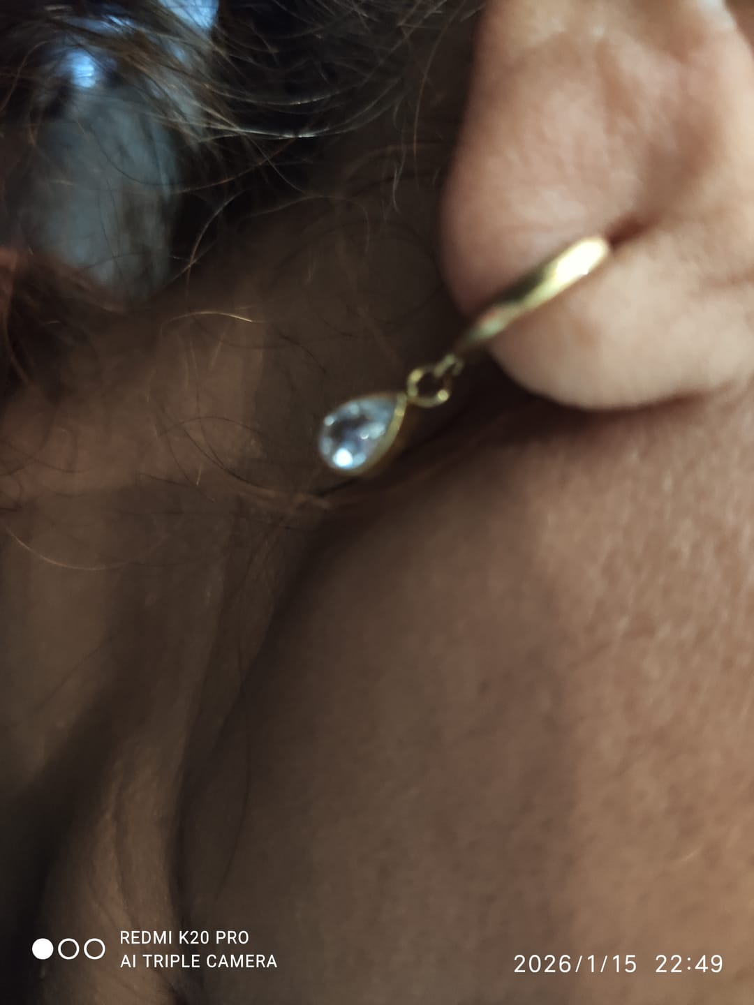 Customer photo review of Solitaire Drop Hoop Earrings