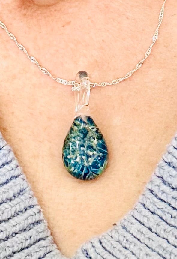 Customer photo review of Blue Moon Cremation Pendant