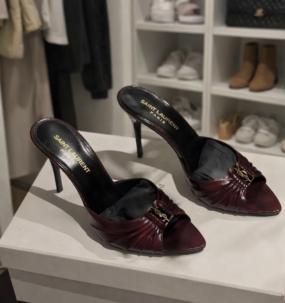 Customer photo review of Saint Laurent Babylone Cassandre 90 leather mules