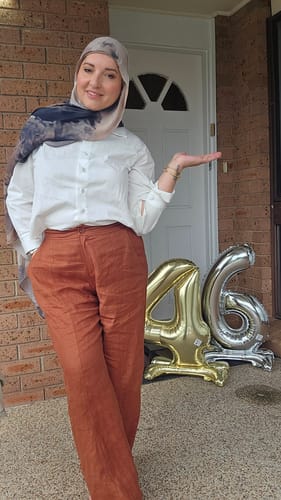 Customer photo review of Anaya Wide Leg Pants - Clay