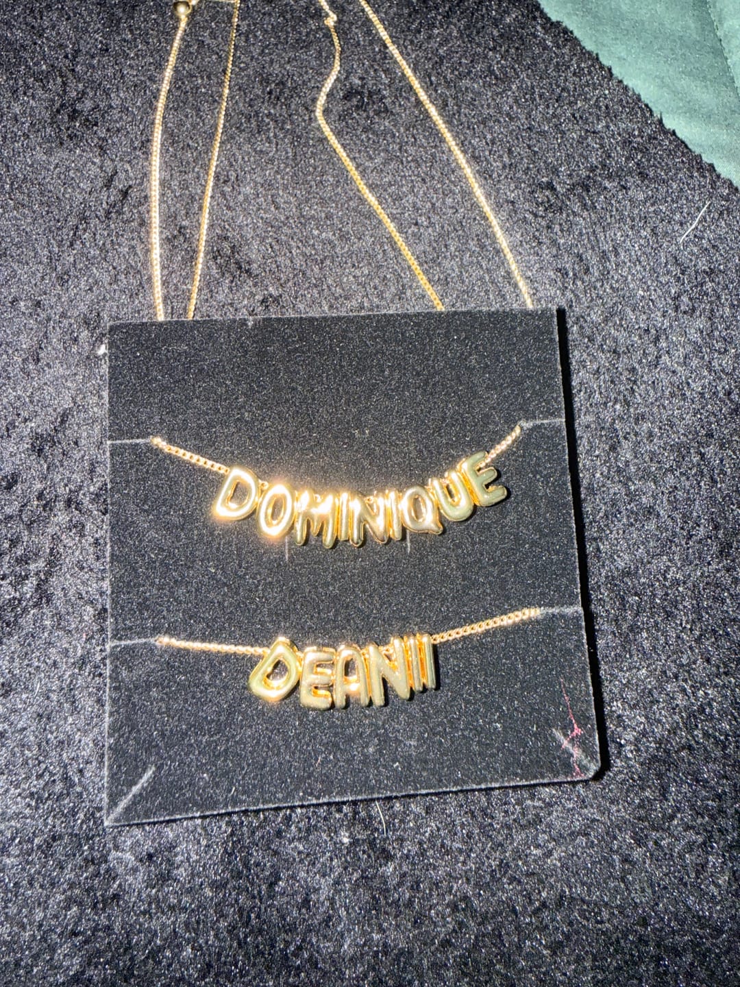 Customer photo review of Custom Bubble Letter Necklace
