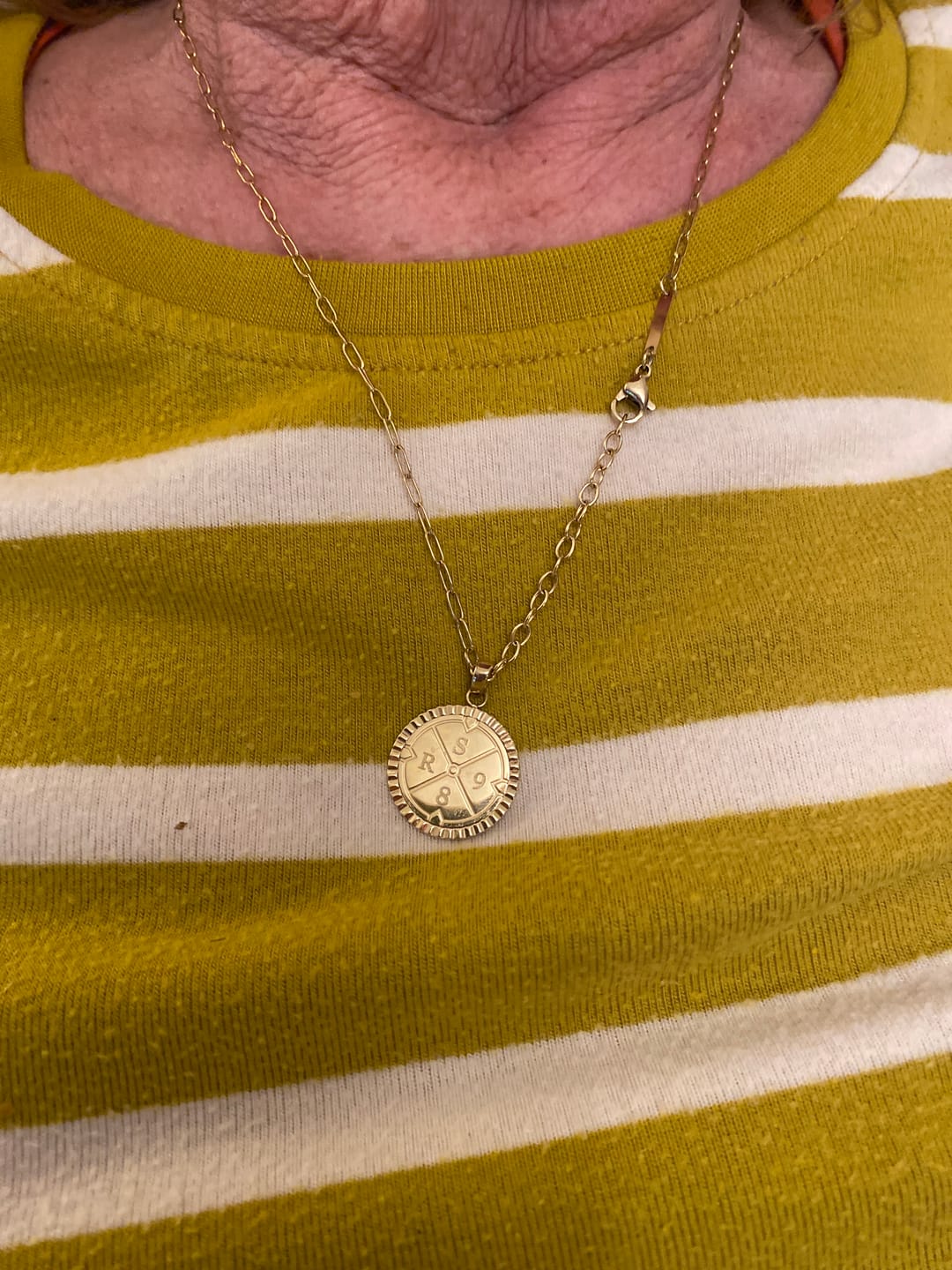 Customer photo review of Engravable Compass Necklace