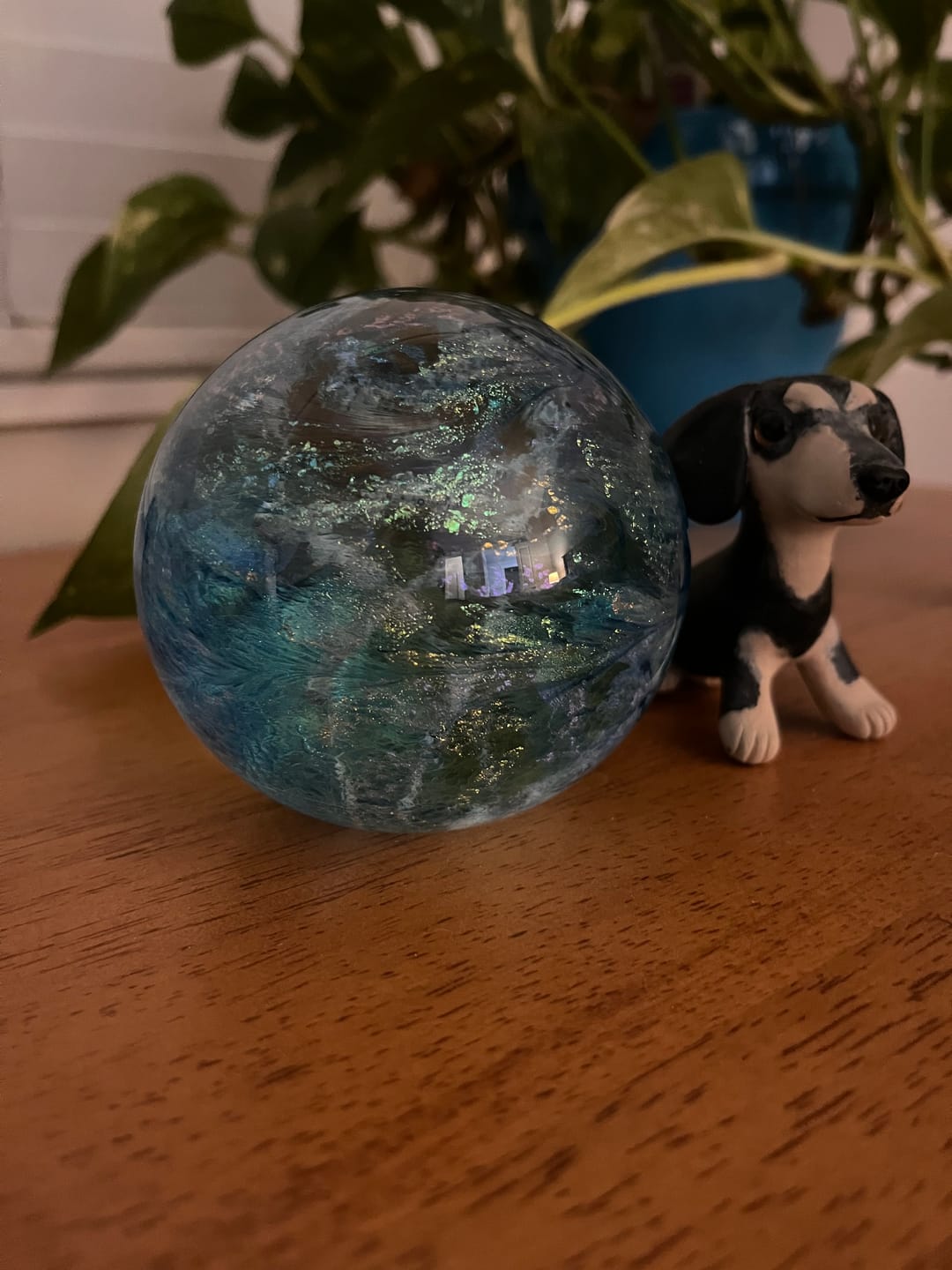 Customer photo review of Dichroic Explosion Orb with Cremation Ash
