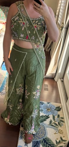 Customer photo review of Olive Green Palazzo Embroidered Outfit