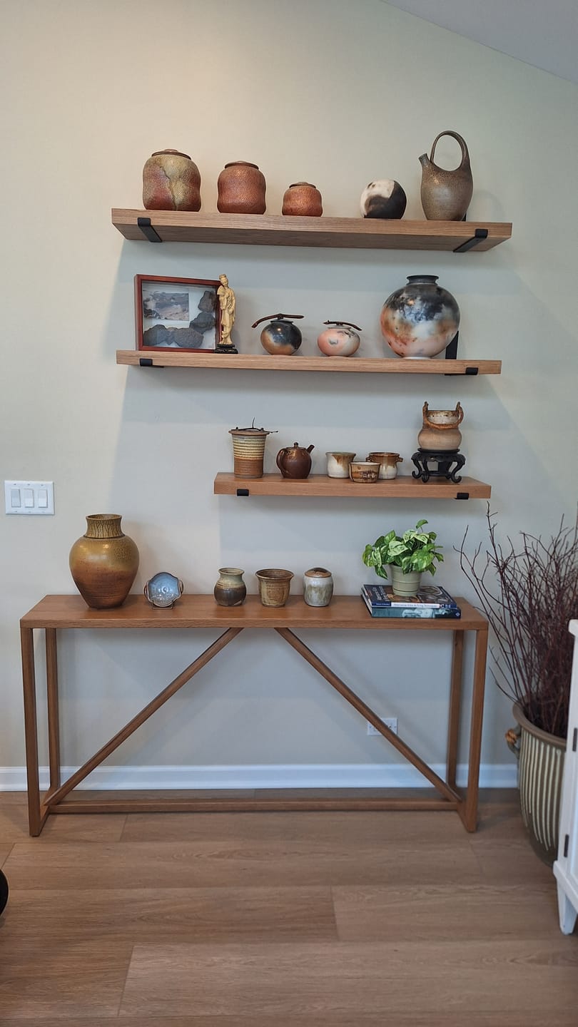 Customer photo review of White Oak Shelves with Brackets