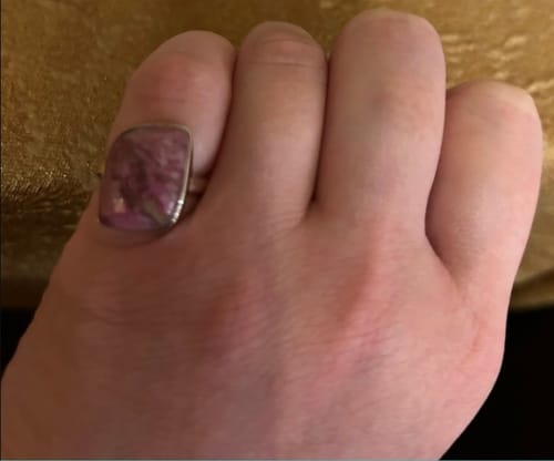 Customer photo review of Premium Cobalto Calcite Ring Size 6 Adjustable (.925 Sterling Silver)