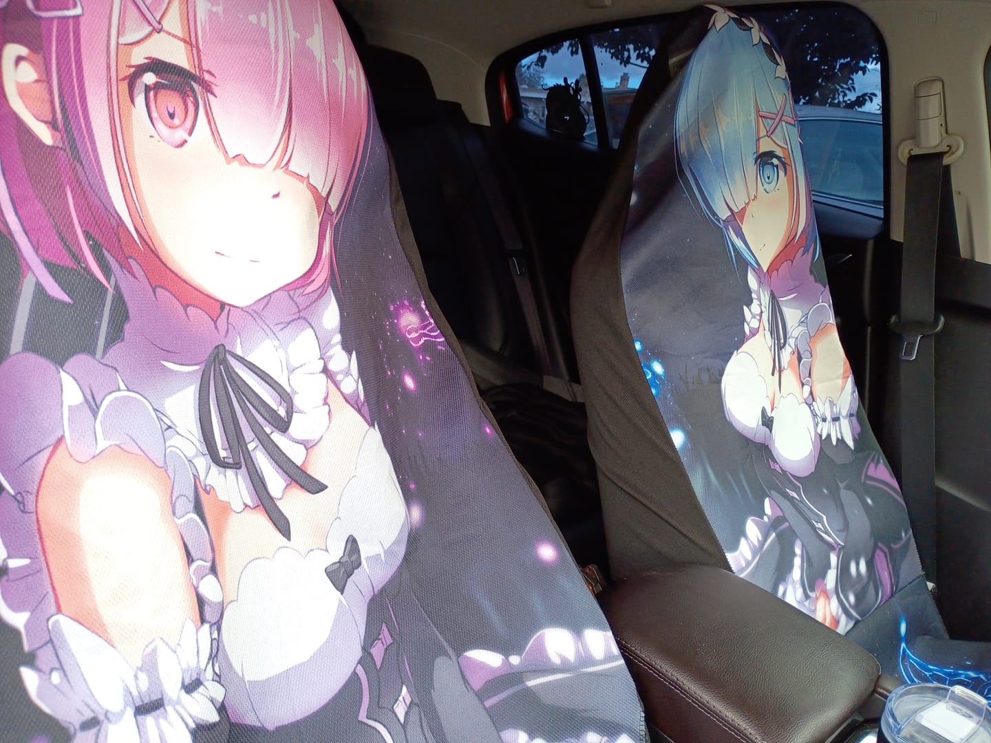 Customer photo review of Rem And Ram Car Seat Covers Custom Re Zero Anime Car Accessories
