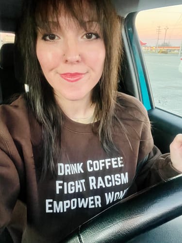 Customer photo review of Drink Coffee Empower Women Unisex Sweatshirt