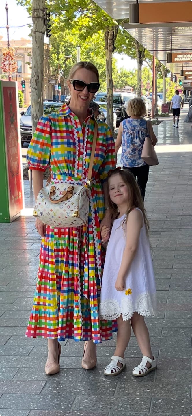Customer photo review of Alice Dress - Neon Gingham