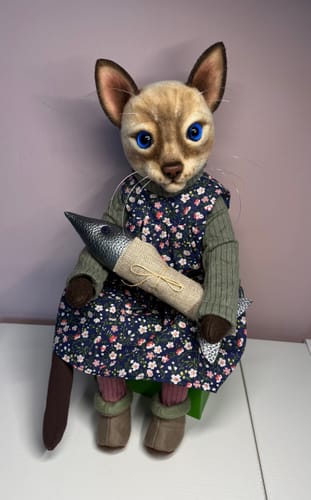 Customer photo review of Crazy Cat Lady  Art Doll PDF Pattern  Approx 28cm seated