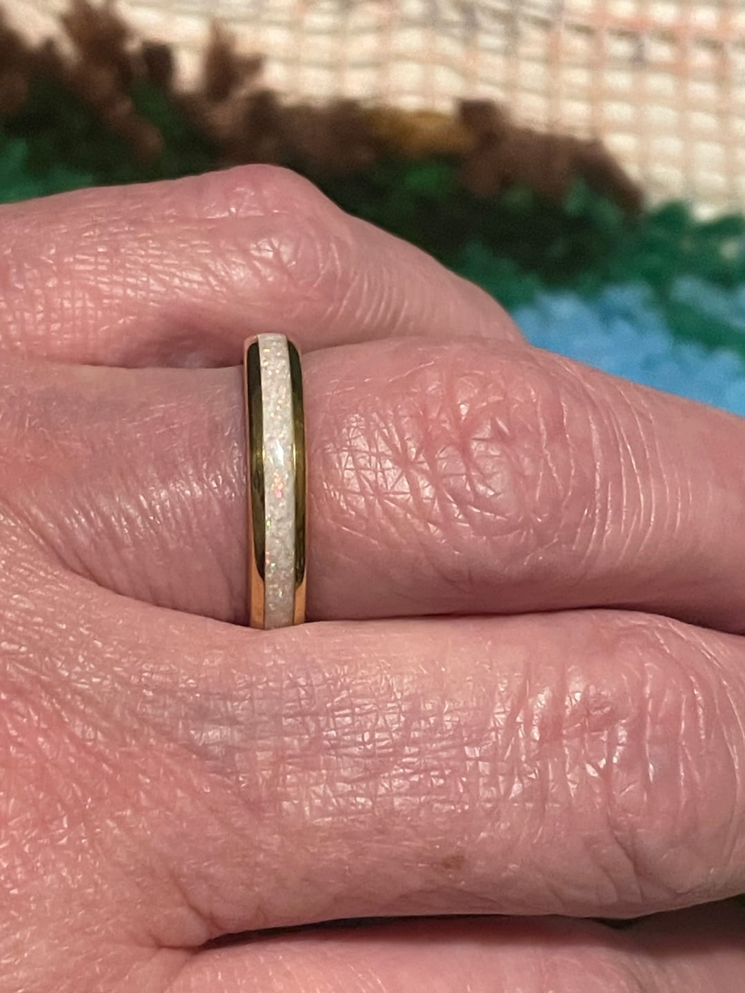 Customer photo review of The Golden White Opal 4mm Wonder Ring
