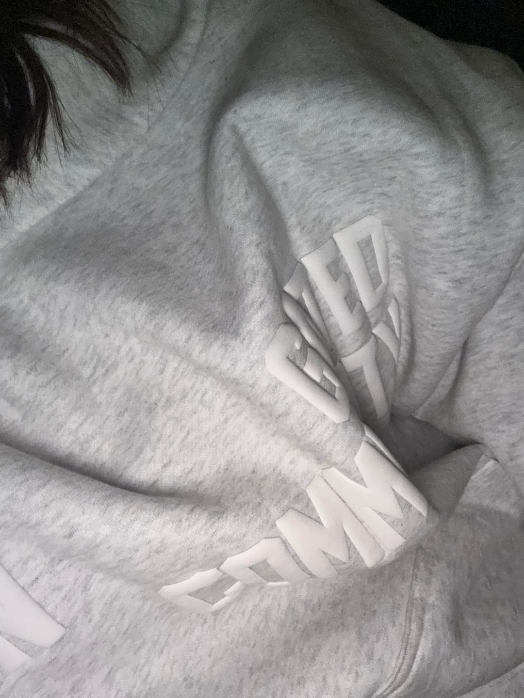 Customer photo review of GATED COMMUNITY HOODIE LIGHT GREY