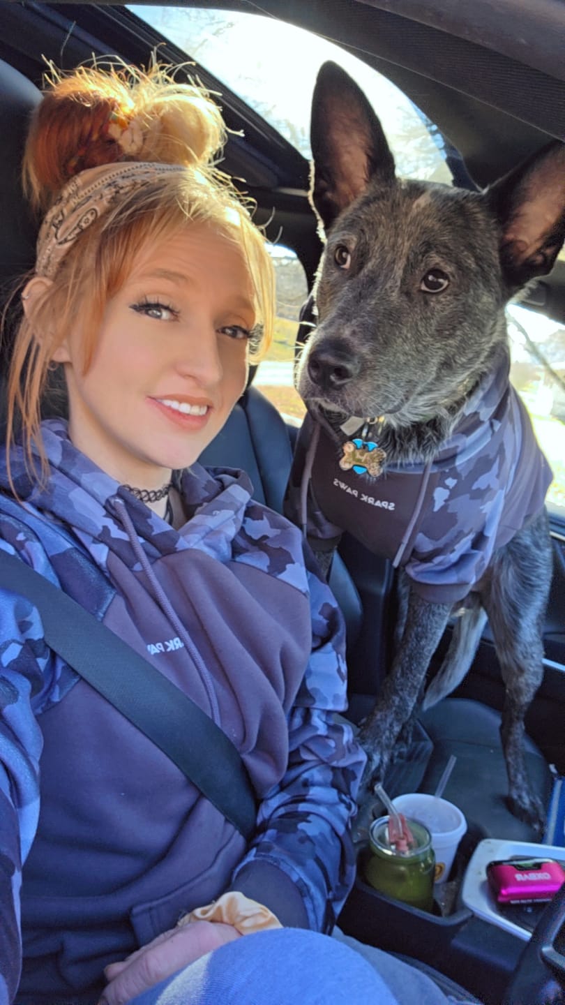 Customer photo review of Grey Camo Dog Hoodie