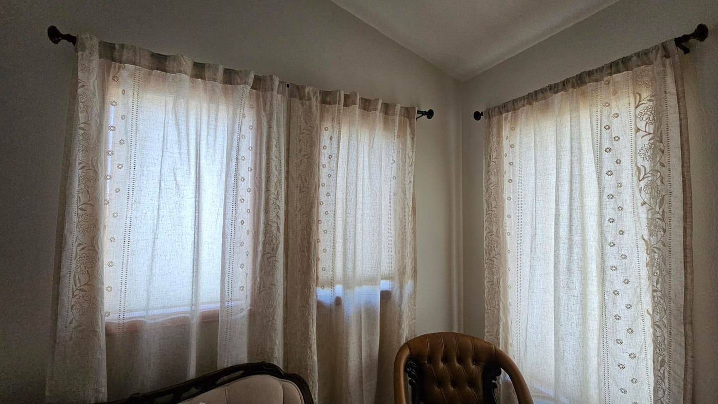 Customer photo review of Hydrangea Embroidered Linen Curtains