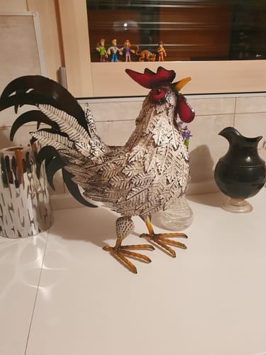 Customer photo review of Gallo Decorativo in Ferro Bicolore – H45 x L50 x P20 cm