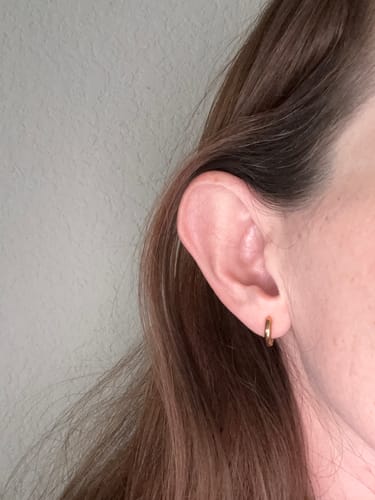 Customer photo review of Gold Huggies Earrings