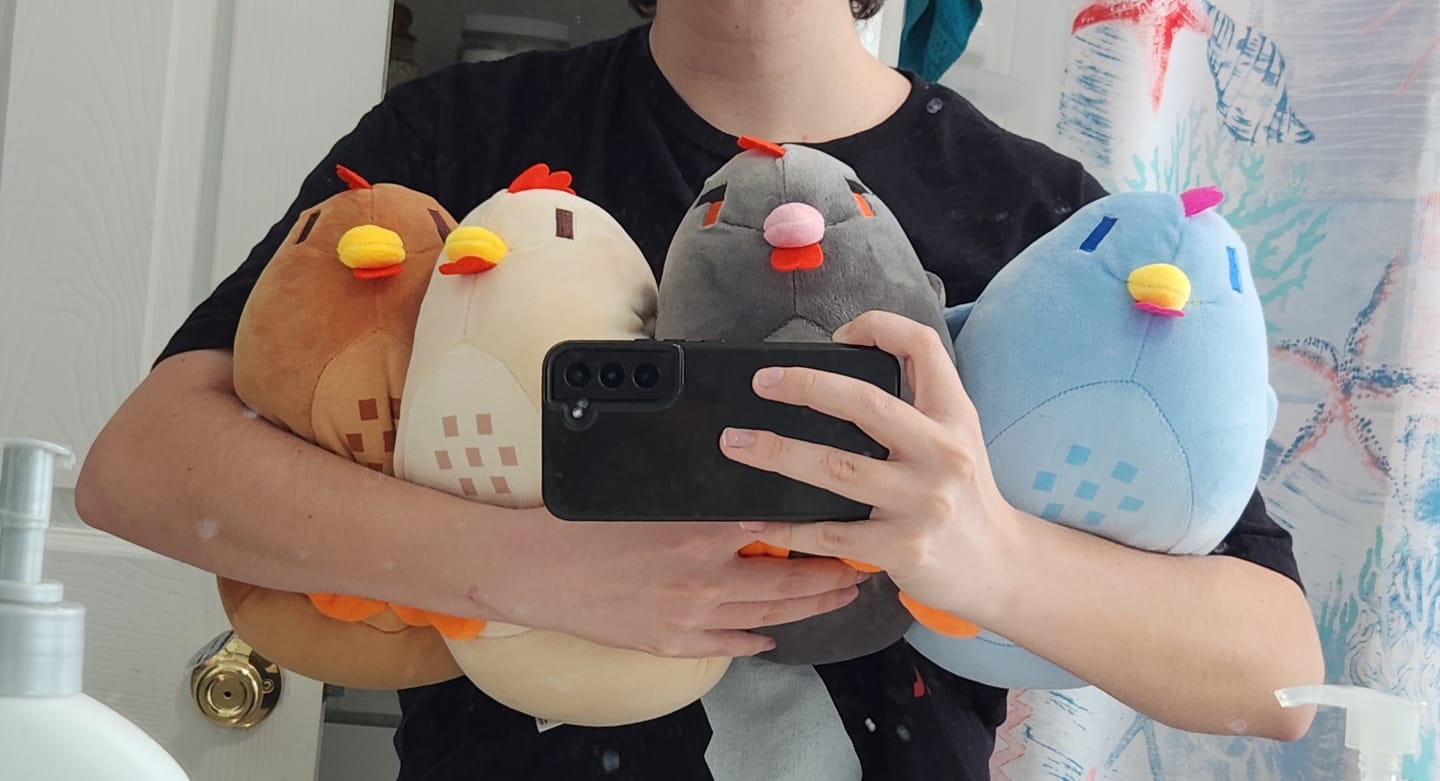 Customer photo review of Stardew Valley - Brown Chicken Pillow Plush