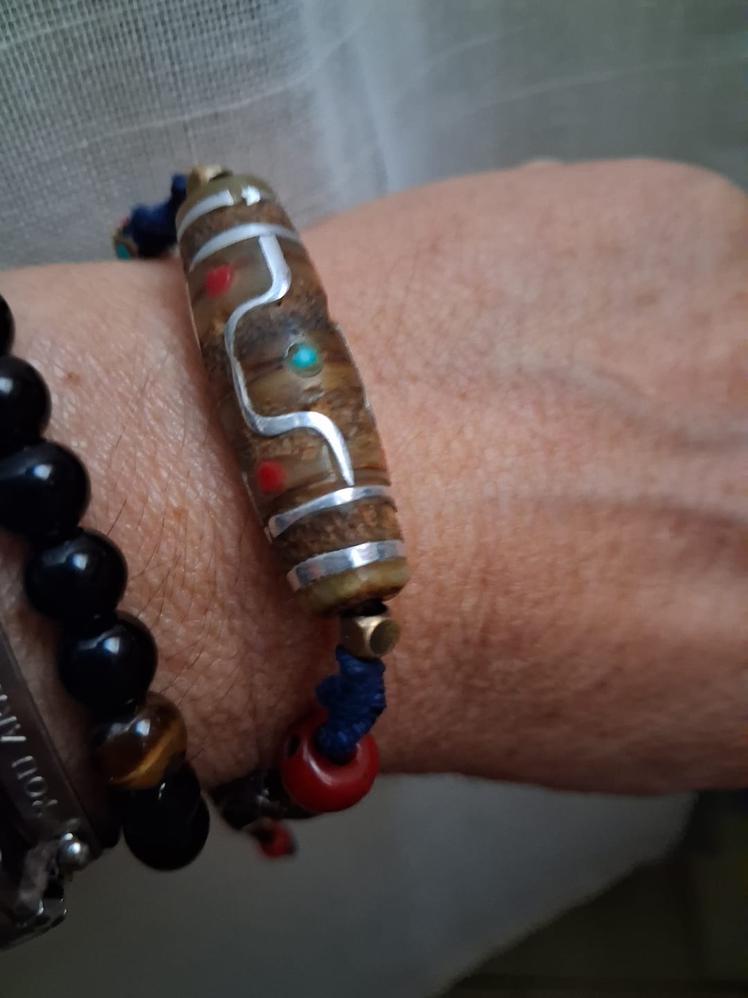 Customer photo review of Sacred Tibetan Dzi Energy Bracelet