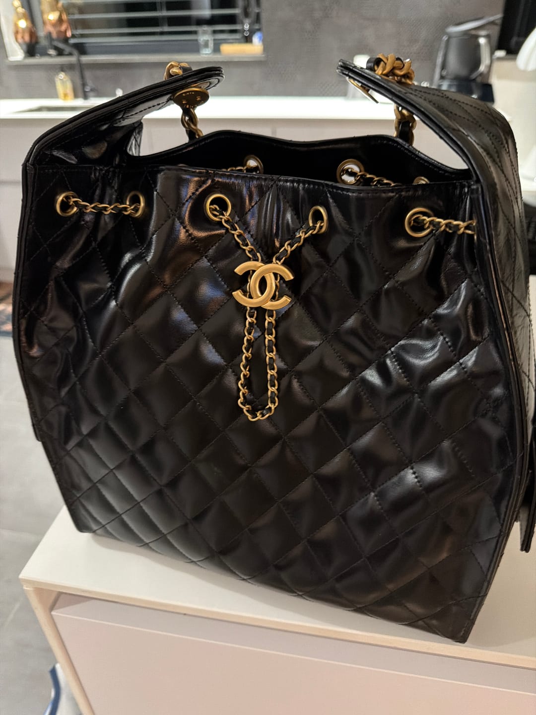 Customer photo review of CC 25C Hobo Bags 40cm Black Calfskin