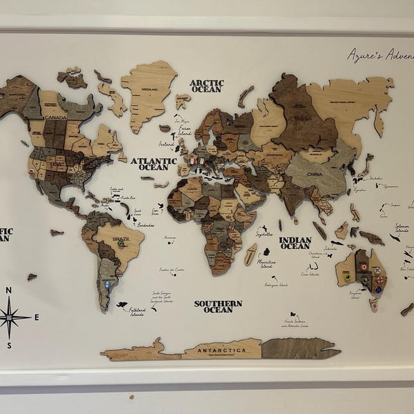 Customer photo review of 3D Wooden Panel World Map Multicolor