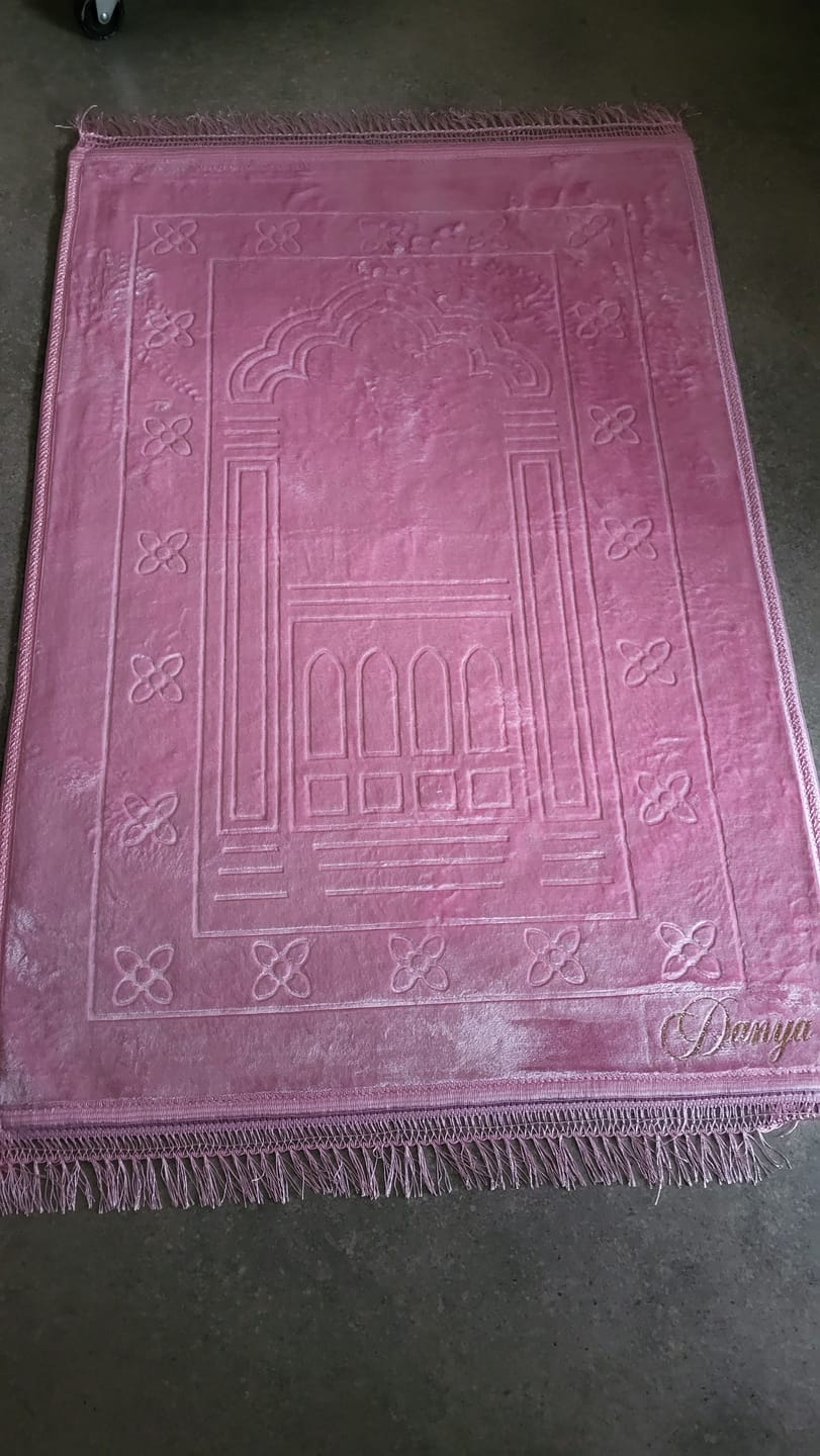 Customer photo review of Tapis de prière épais à personnaliser rose poudrée