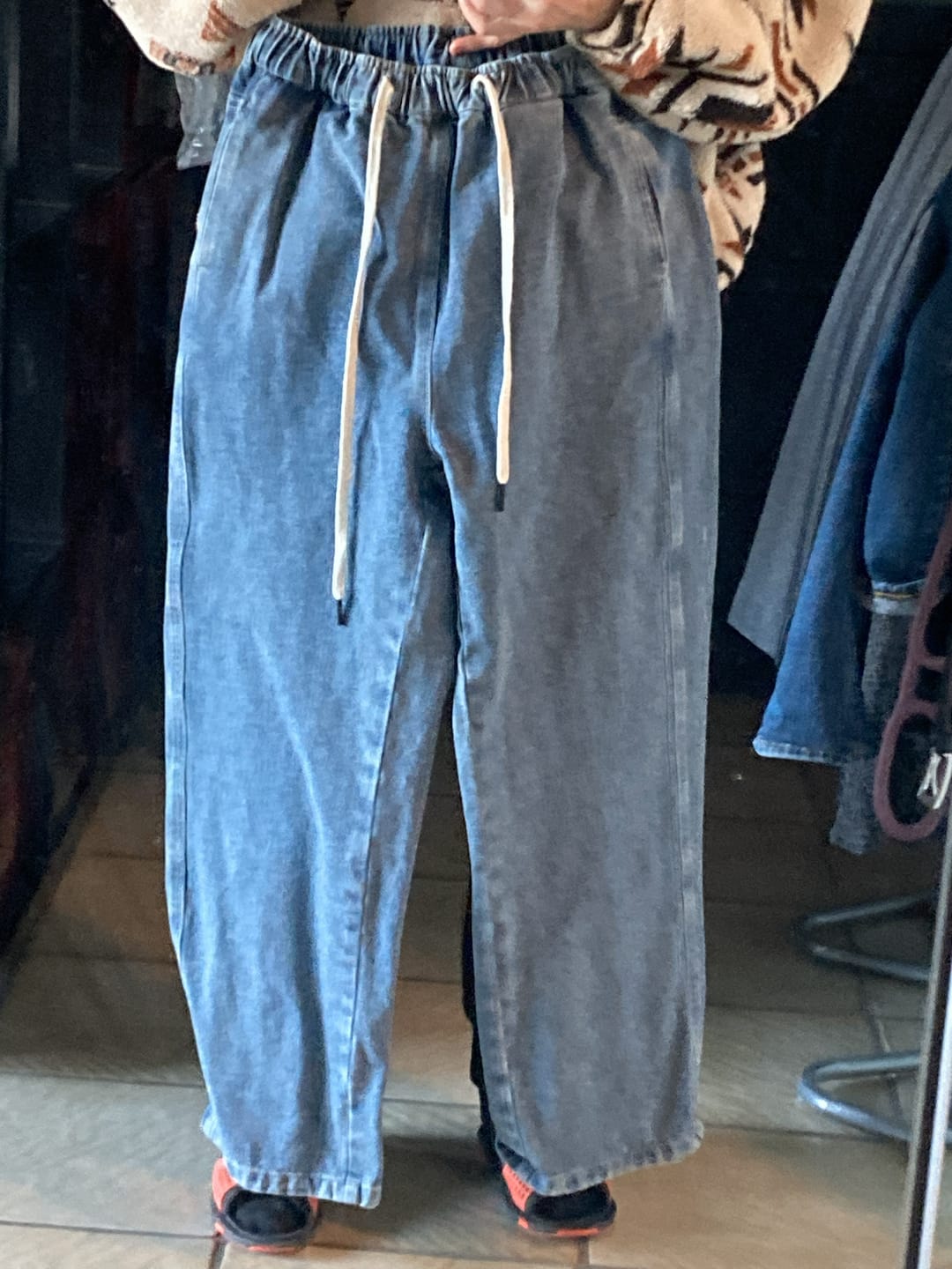 Customer photo review of Plus Size Women Spring Casual Pure Color Denim Straight Pants