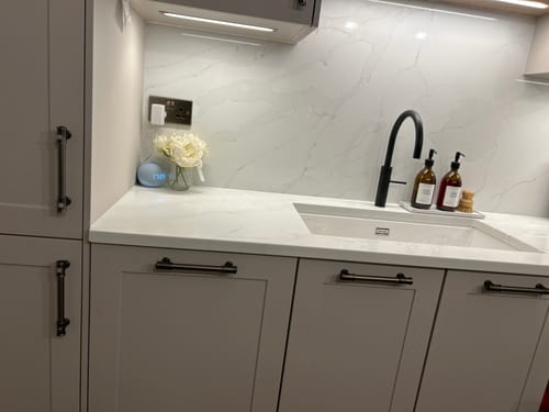 Customer photo review of Set of 2 Amber Glass Bottles 500 ML Long tray & Dish Brush