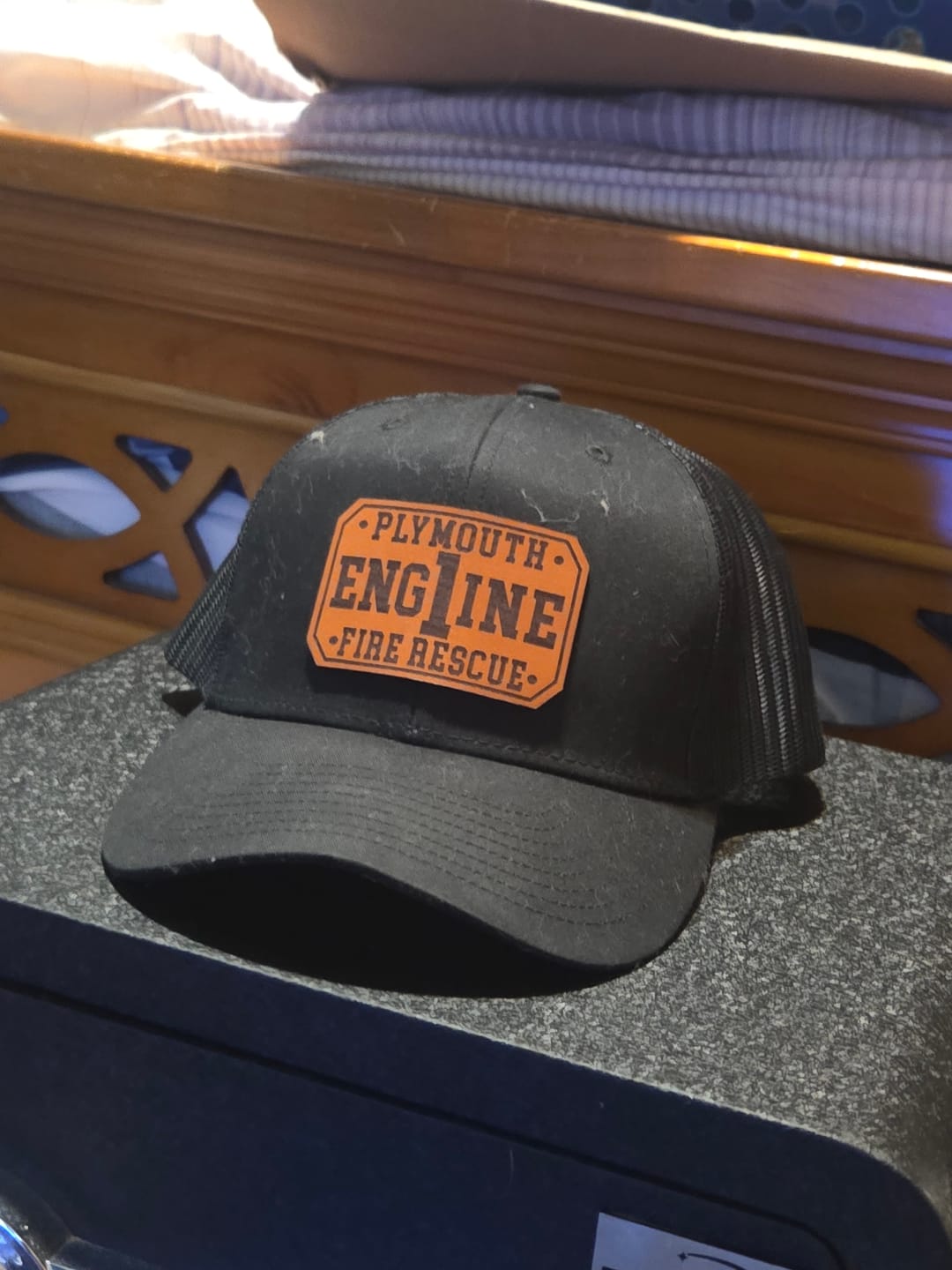 Customer photo review of Passport Leather Patch Hat