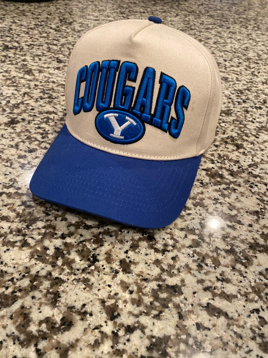 Customer photo review of BYU Fade Hat Cougars Y Creme and Royal