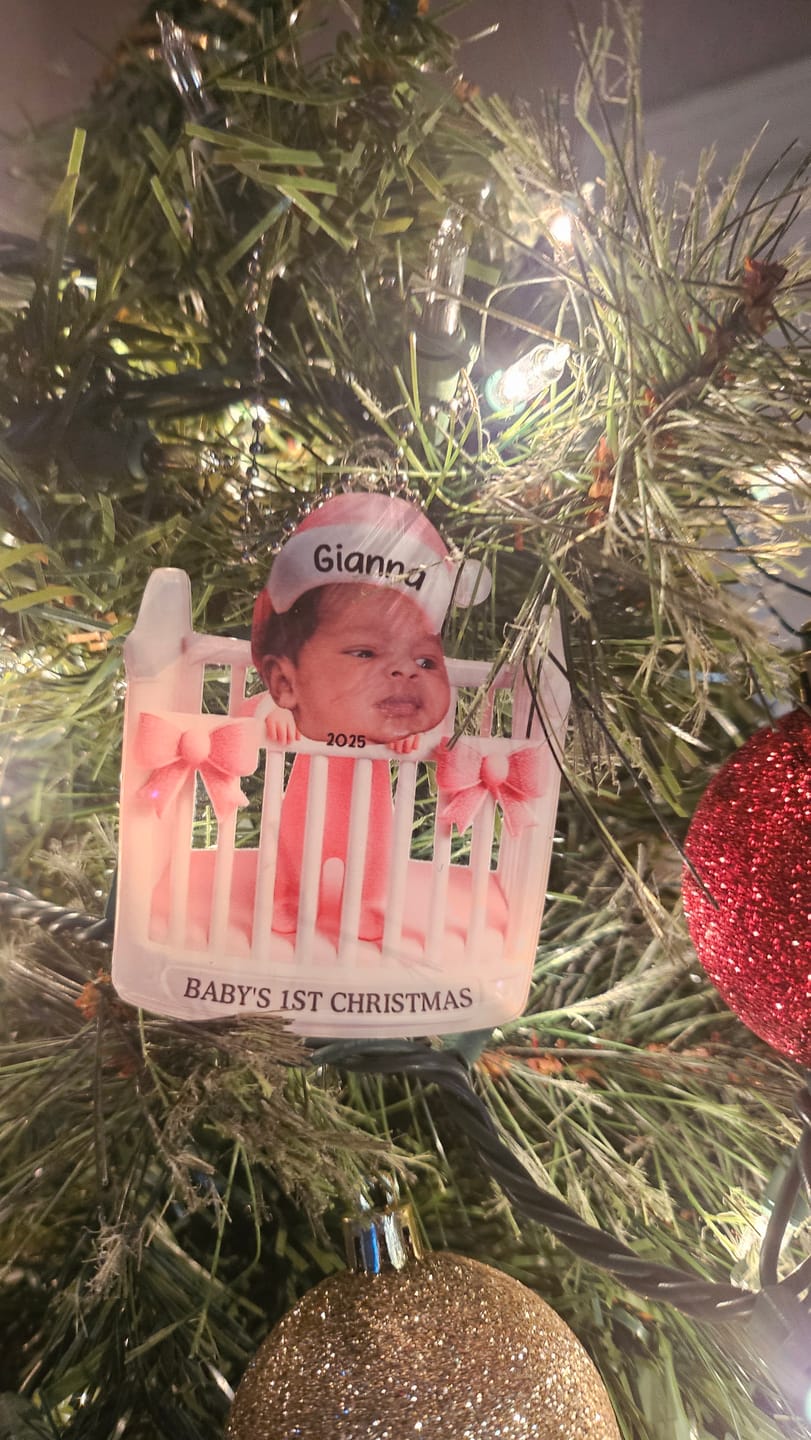 Customer photo review of Baby's First Christmas - Personalized Photo Acrylic Ornament