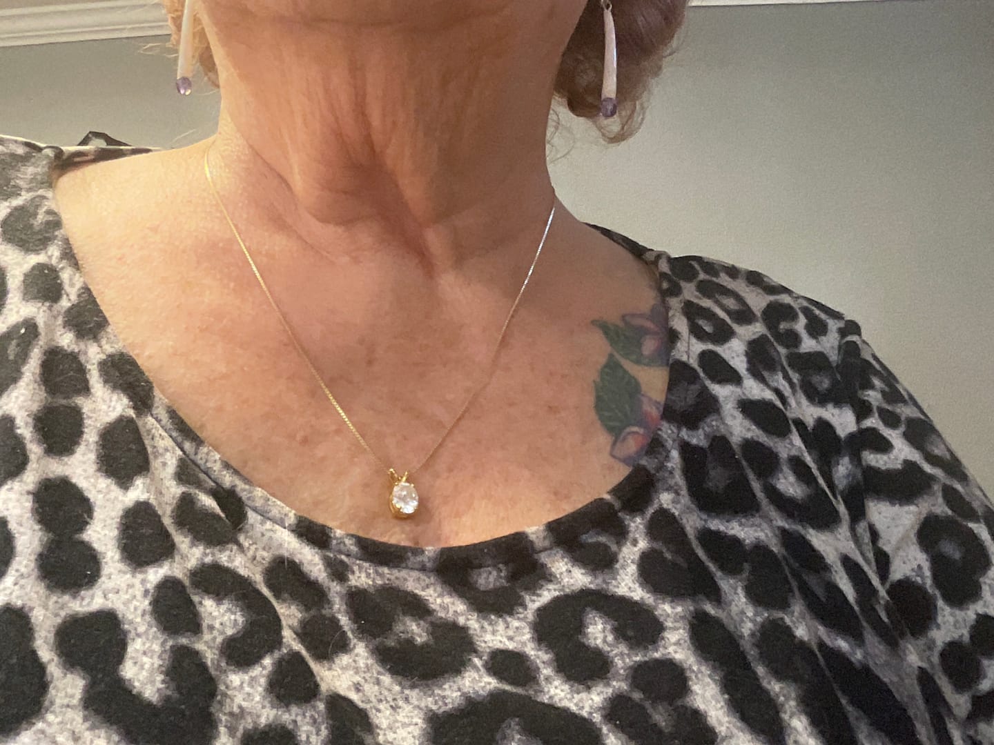 Customer photo review of Solitaire Oval Moissanite Sterling Silver Necklace Pendant
