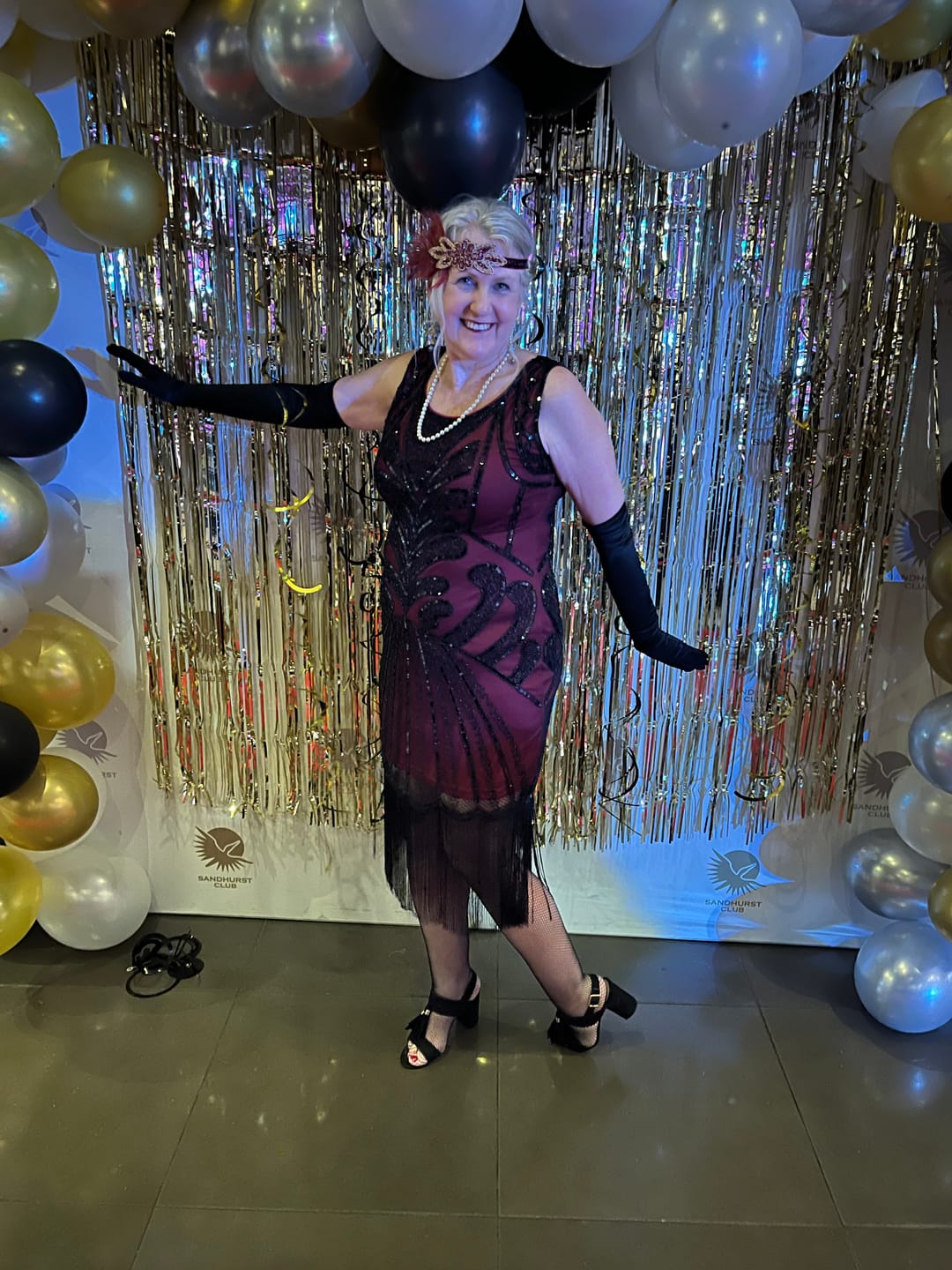 Customer photo review of Allegra 1920s Flapper Dress - Wine Red