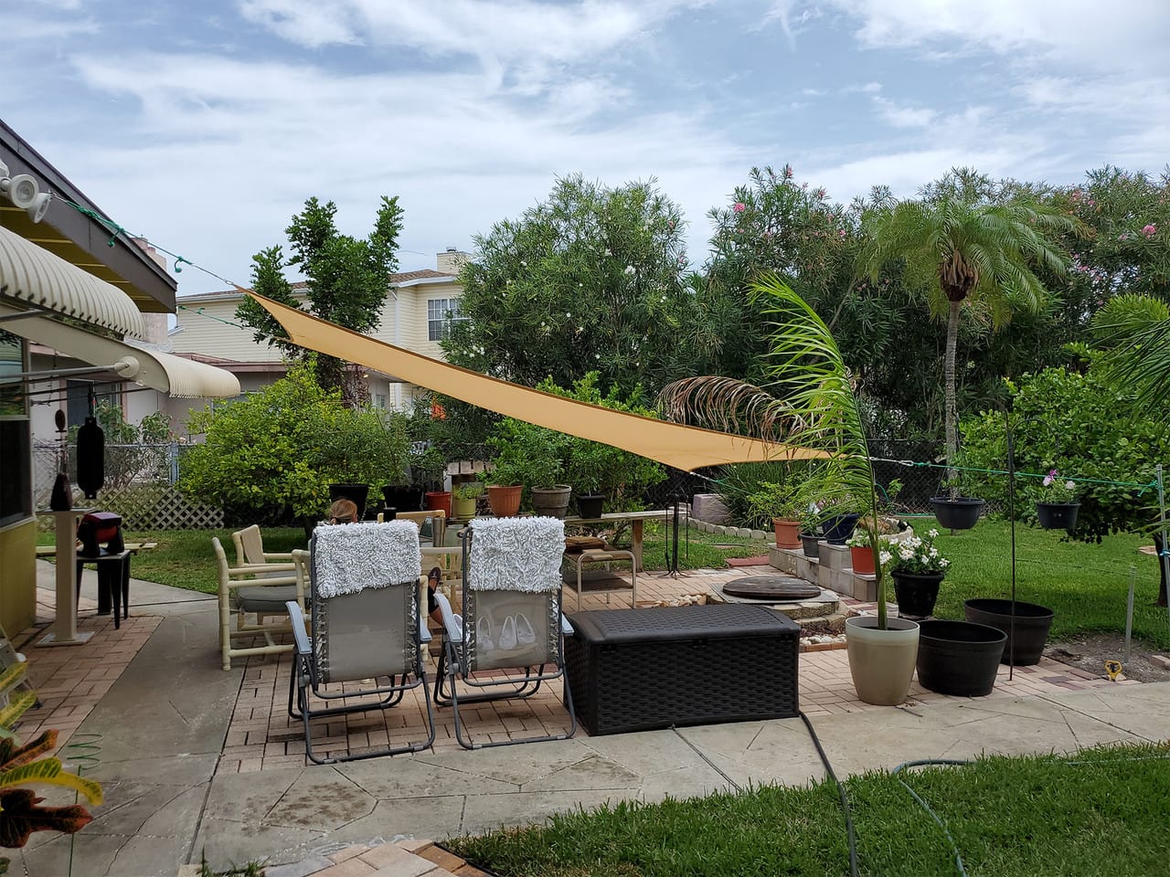 Customer photo review of Triangle Shade Sail | Saffron Yellow