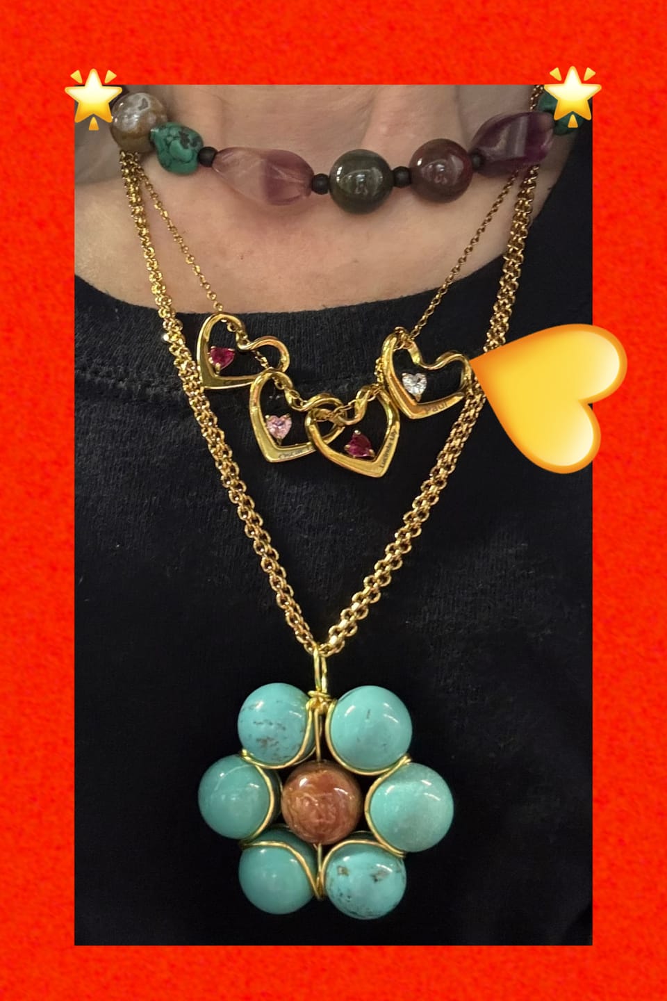 Customer photo review of Custom Birthstone Hearts Necklace