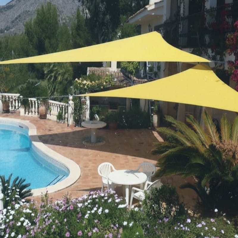 Customer photo review of Triangle Shade Sail | Yellow