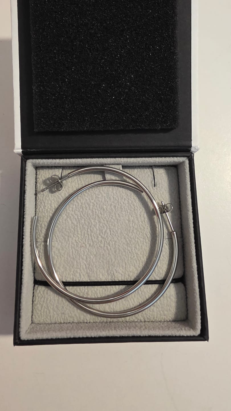 Customer photo review of 50mm Lightweight Hoop Earrings