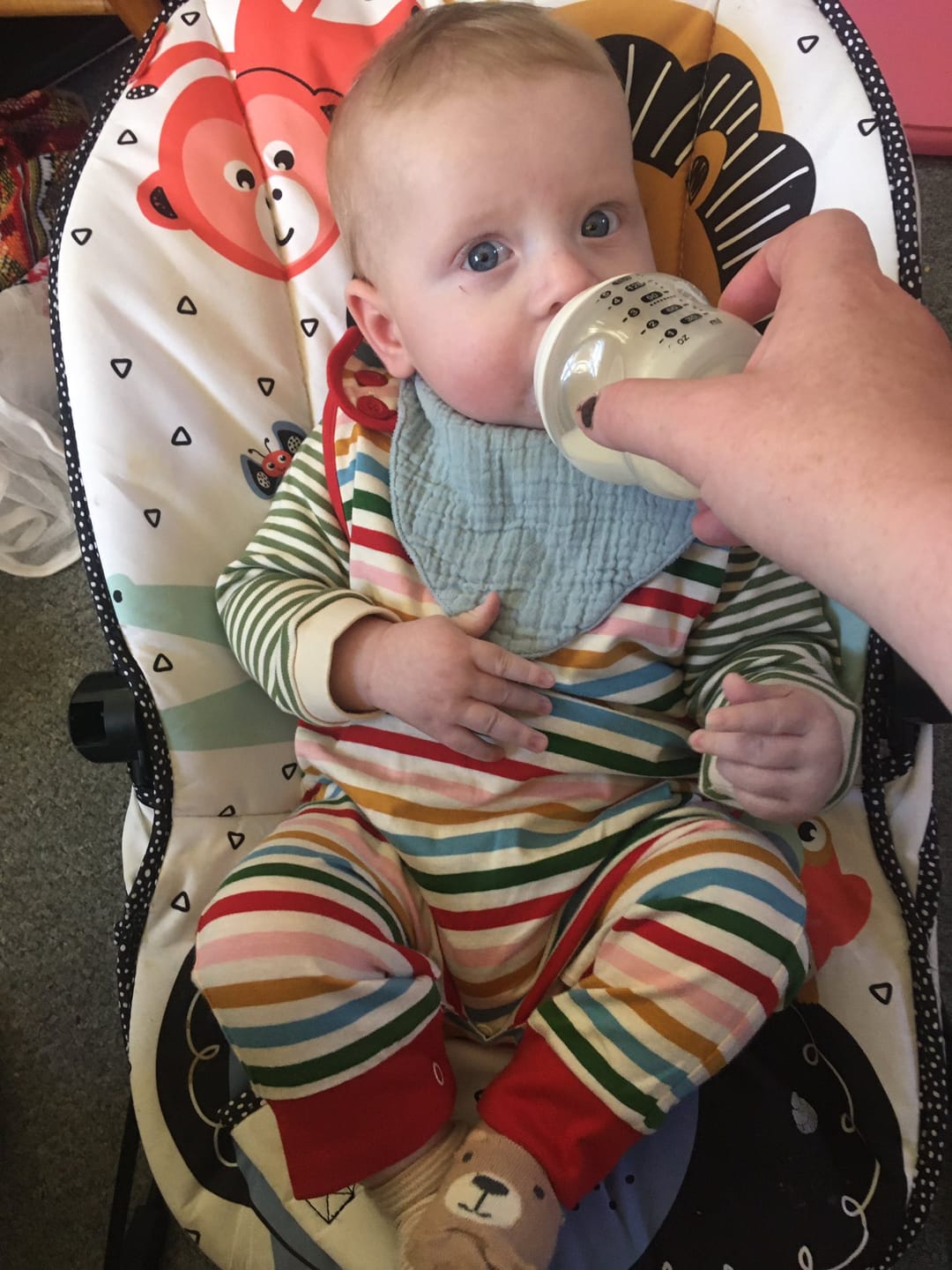Customer photo review of Rainbow Striped Everyday Dungarees