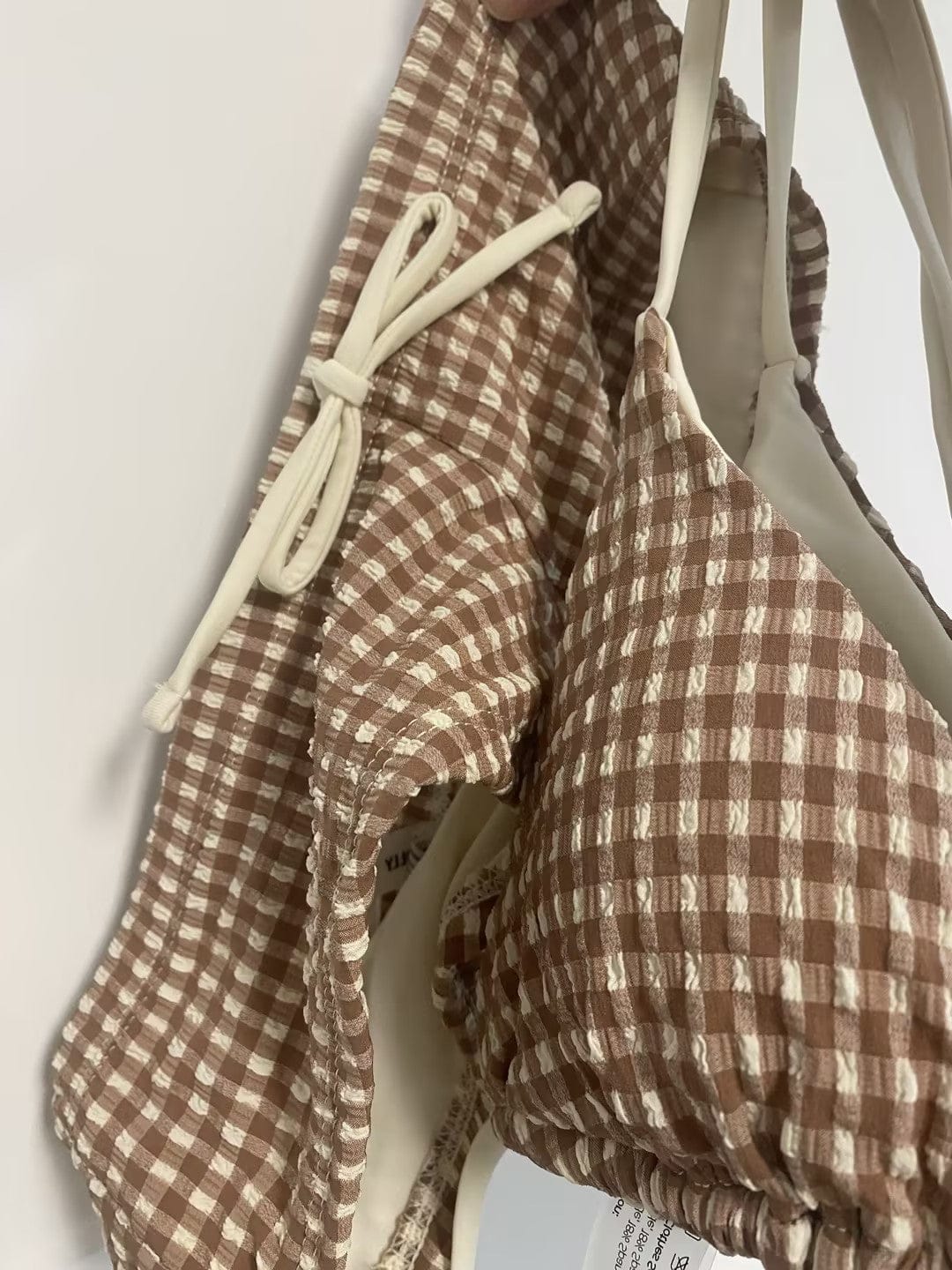 Customer photo review of Seamolly Gingham Halter Triangle Boyshorts Bikini Set