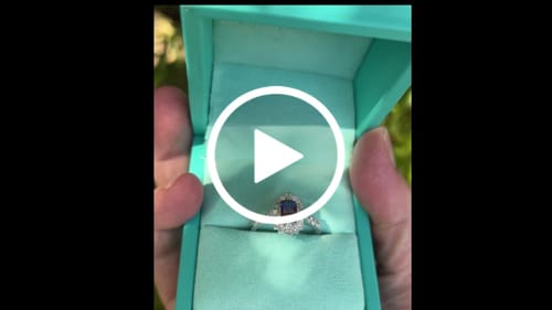 Customer video review of Art Deco Emerald Cut Moissanite Milgrain Engagement Ring