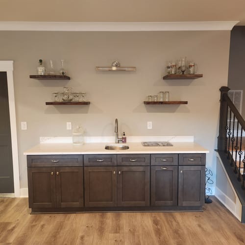 Customer photo review of Live Edge Walnut Floating Shelves