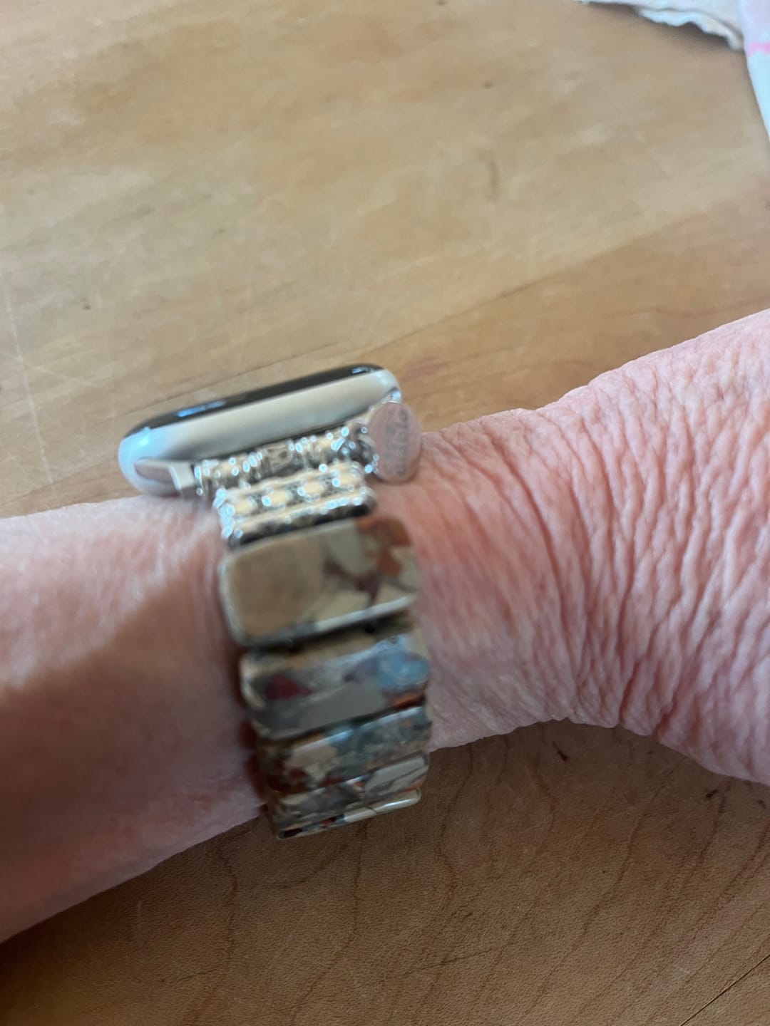 Customer photo review of Earth Tibetan Jasper Stretch Apple Watch Strap