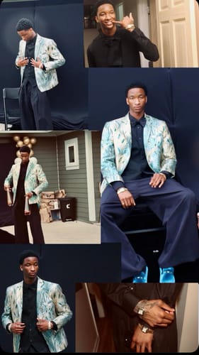 Customer photo review of Men's Peacock Feather Jacquard Green Tuxedo Jacket