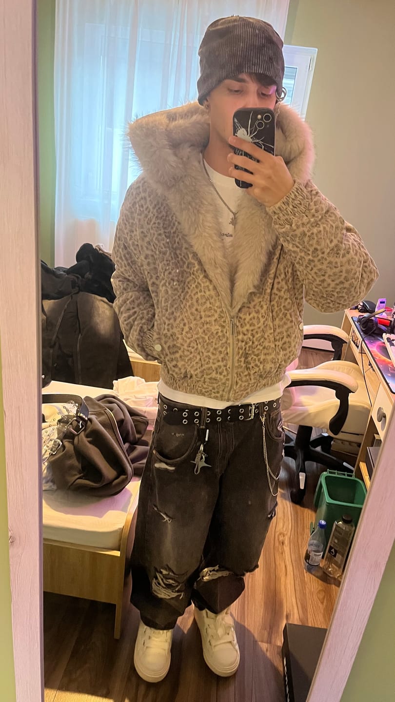 Customer photo review of Cotton Cheetah Print Mink Fur Hooded Jacket - 2270