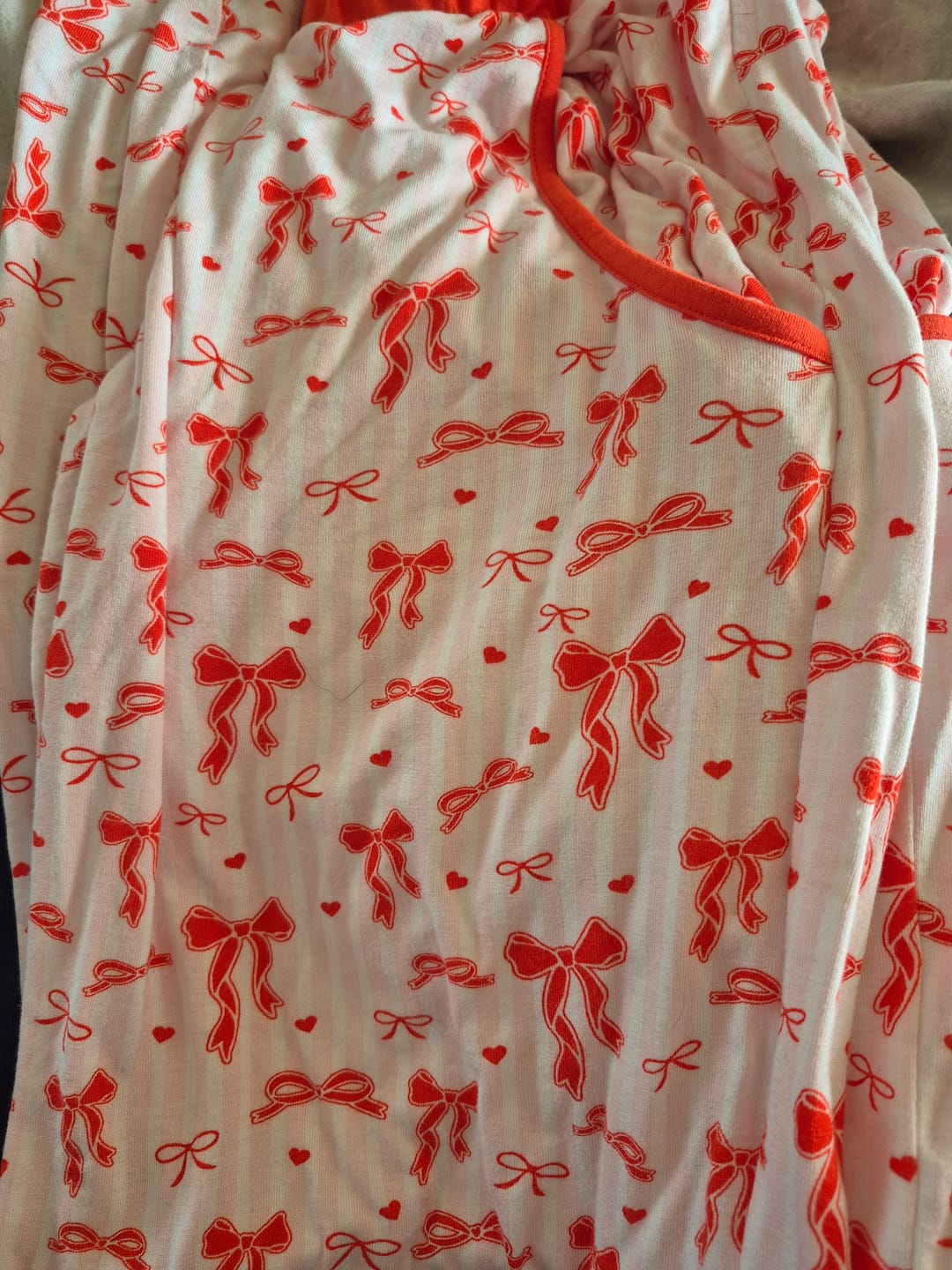 Customer photo review of P.Louise Adults Christmas Bow Pyjamas - Trousers Set