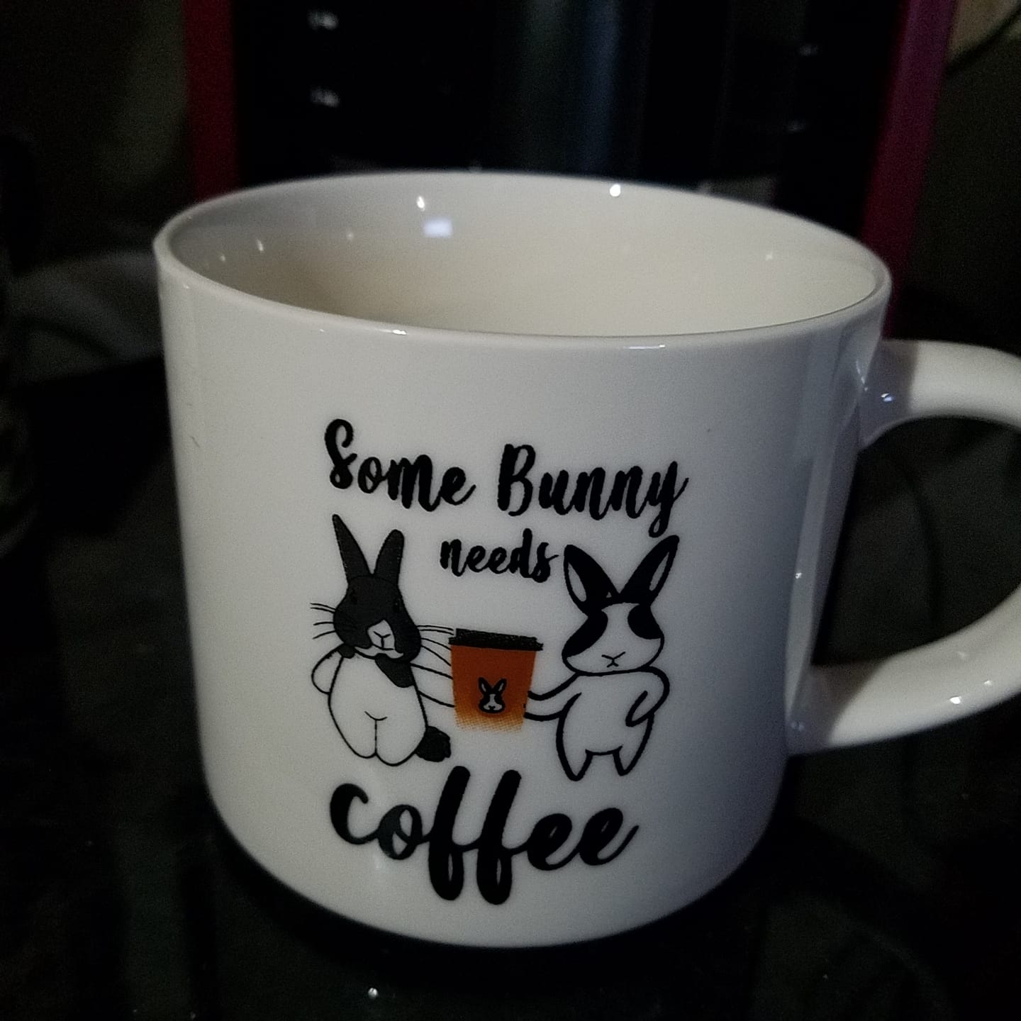 Customer photo review of Some Bunny Needs Coffee Mug
