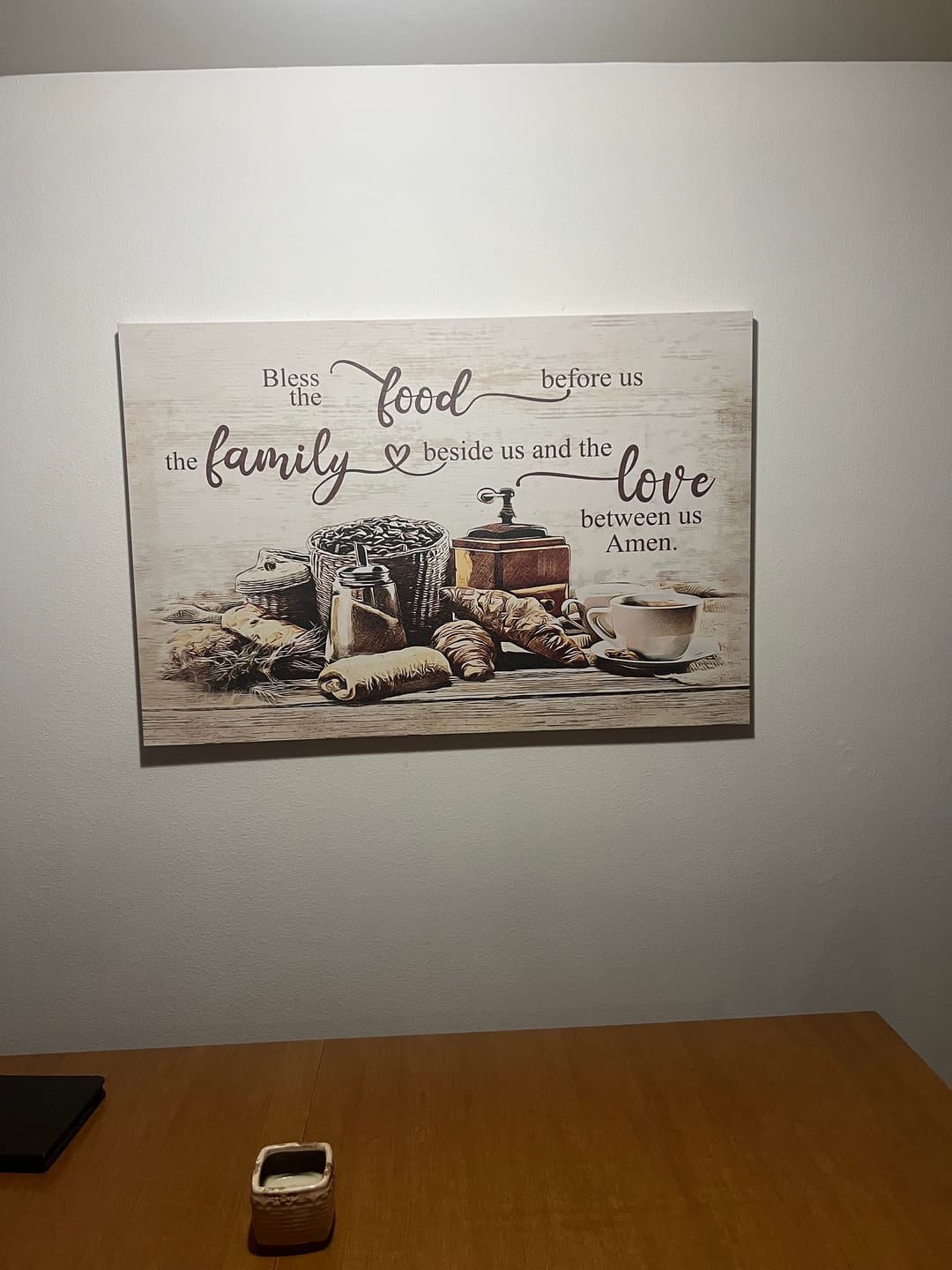 Customer photo review of Bless The Food Before Us The Family Beside Us Wall Art Canvas Print