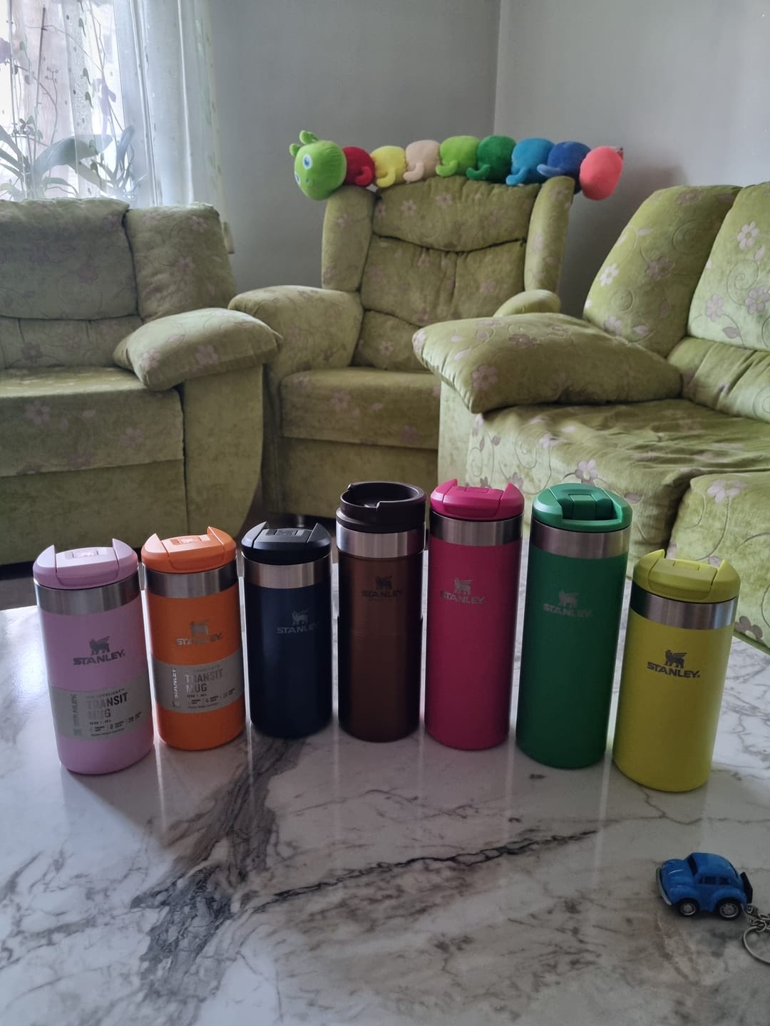 Customer photo review of Stanley The Aerolight Transit Mug Goldenrod Coral 0.35L