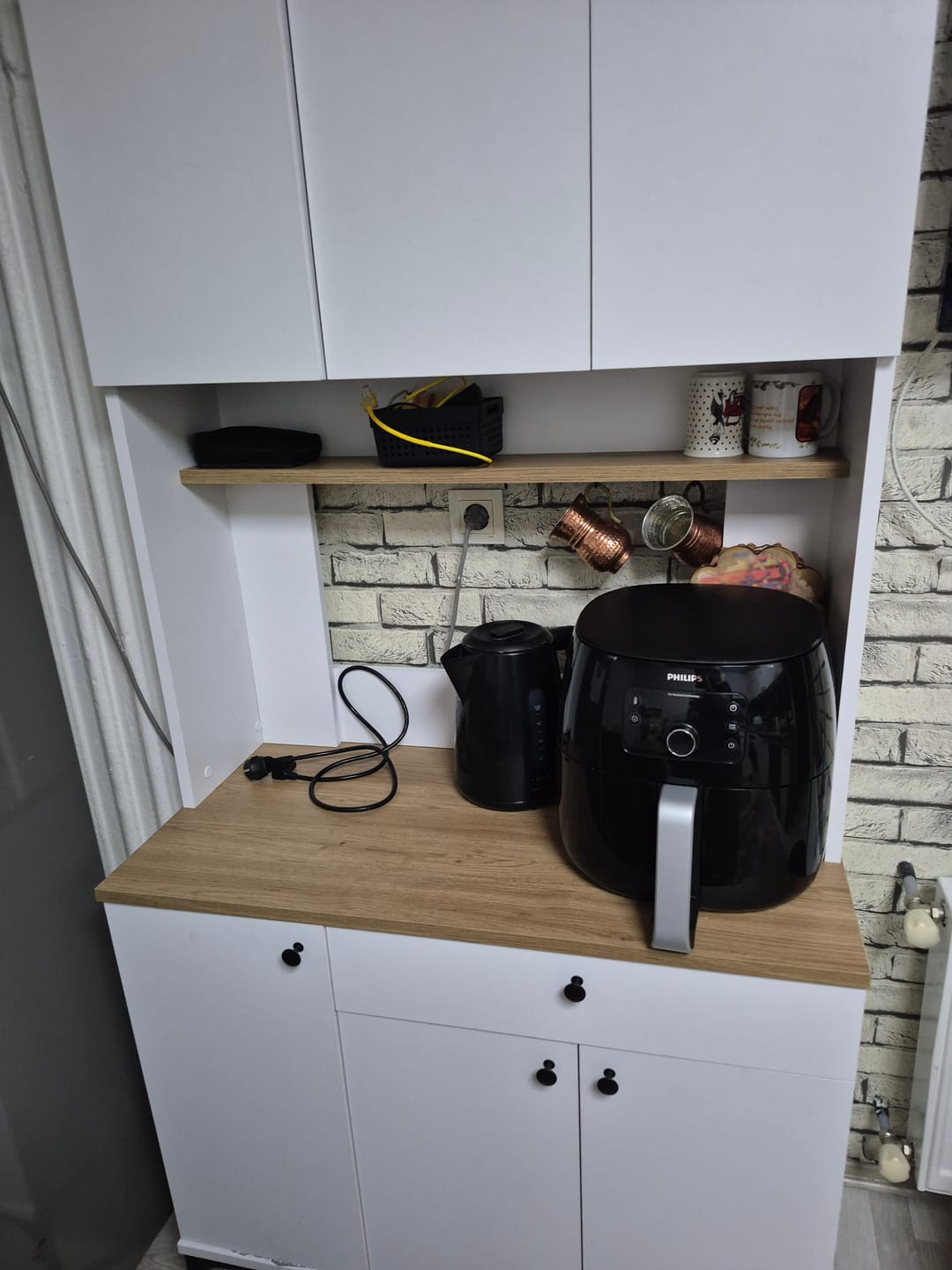 Customer photo review of Rani JE196 Çok Amaçlı Dolap 6 Kapaklı 1 Çekmeceli Kiler Mutfak Dolabı Sepet Ceviz - Beyaz